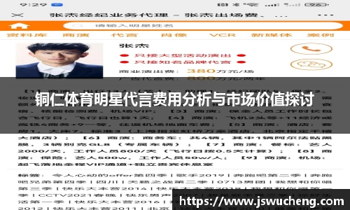 铜仁体育明星代言费用分析与市场价值探讨